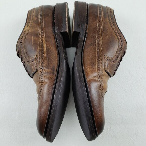 Frye James Wingtip Oxford Shoe Mens 10 D Brown Leather Lace Up Dress Brogue - Picture 7 of 14